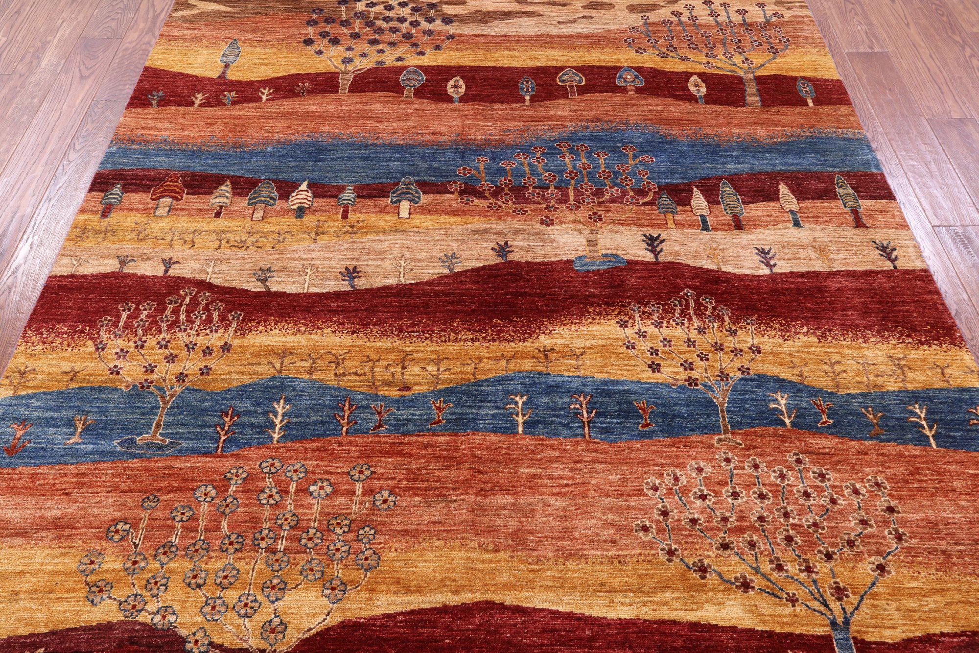 Tribal Persian Gabbeh Hand Knotted Wool Rug - 6' 8" X 9' 9" - Golden Nile