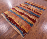 Tribal Persian Gabbeh Hand Knotted Wool Rug - 6' 8" X 9' 9" - Golden Nile