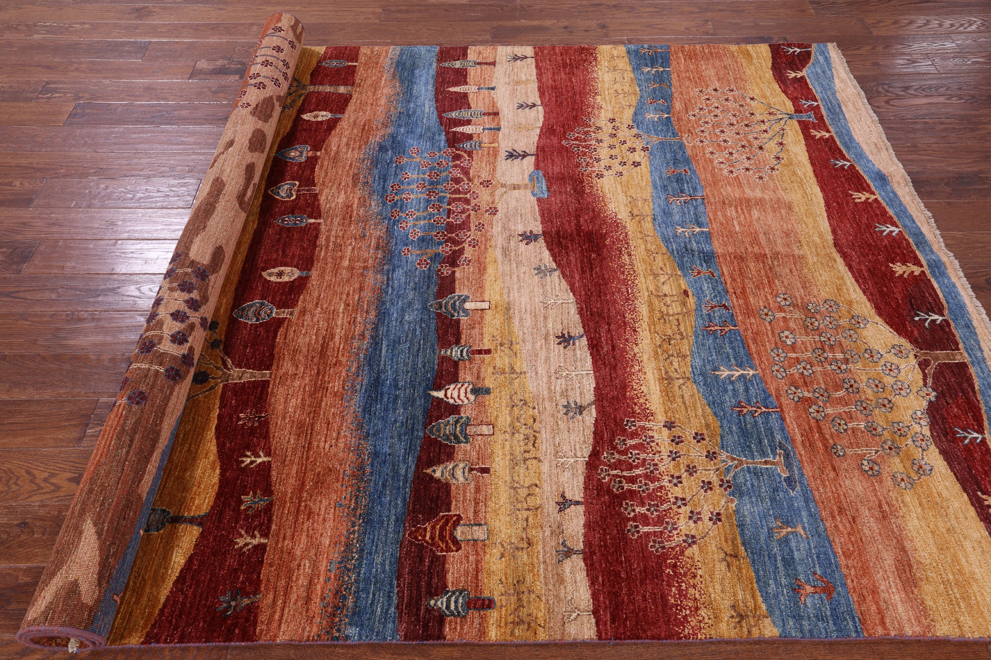 Tribal Persian Gabbeh Hand Knotted Wool Rug - 6' 8" X 9' 9" - Golden Nile