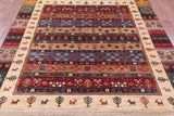 Persian Gabbeh Tribal Hand Knotted Wool Rug - 6' 9" X 9' 10" - Golden Nile