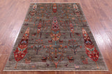 Persian Gabbeh Tribal Hand Knotted Wool Rug - 4' 9" X 6' 9" - Golden Nile