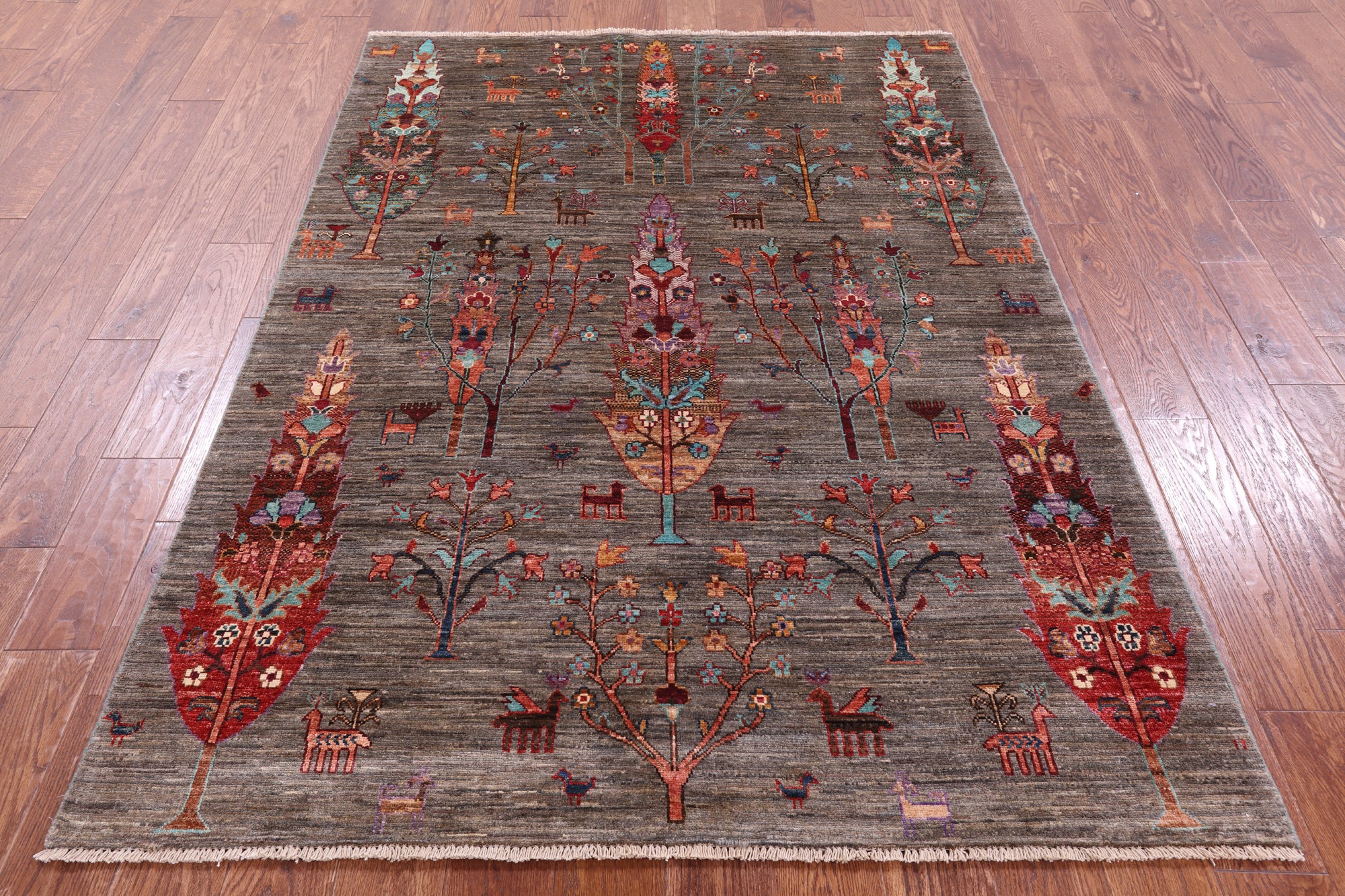Persian Gabbeh Tribal Hand Knotted Wool Rug - 4' 9" X 6' 9" - Golden Nile