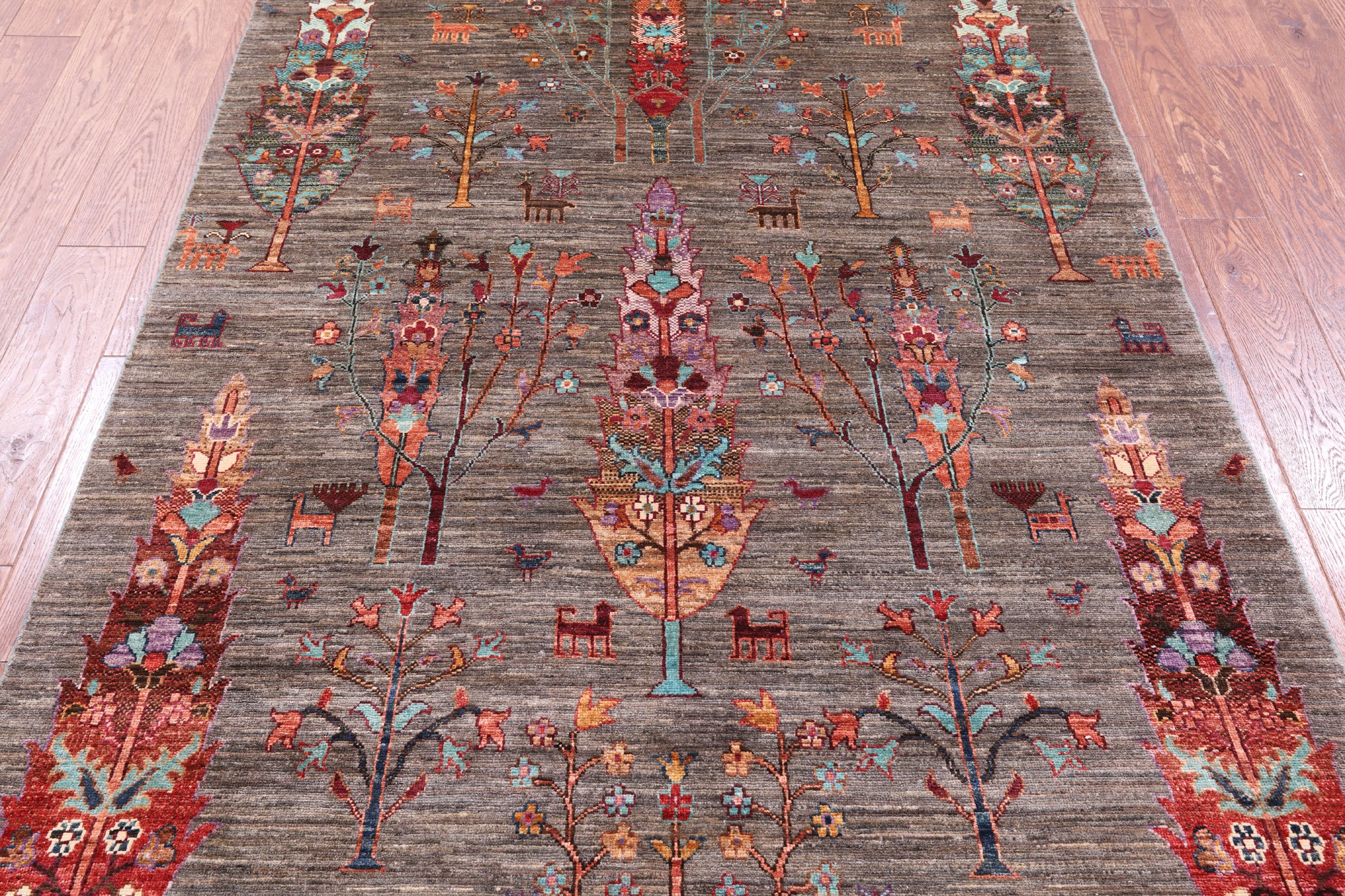 Persian Gabbeh Tribal Hand Knotted Wool Rug - 4' 9" X 6' 9" - Golden Nile