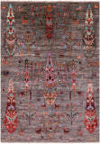 Persian Gabbeh Tribal Hand Knotted Wool Rug - 4' 9" X 6' 9" - Golden Nile