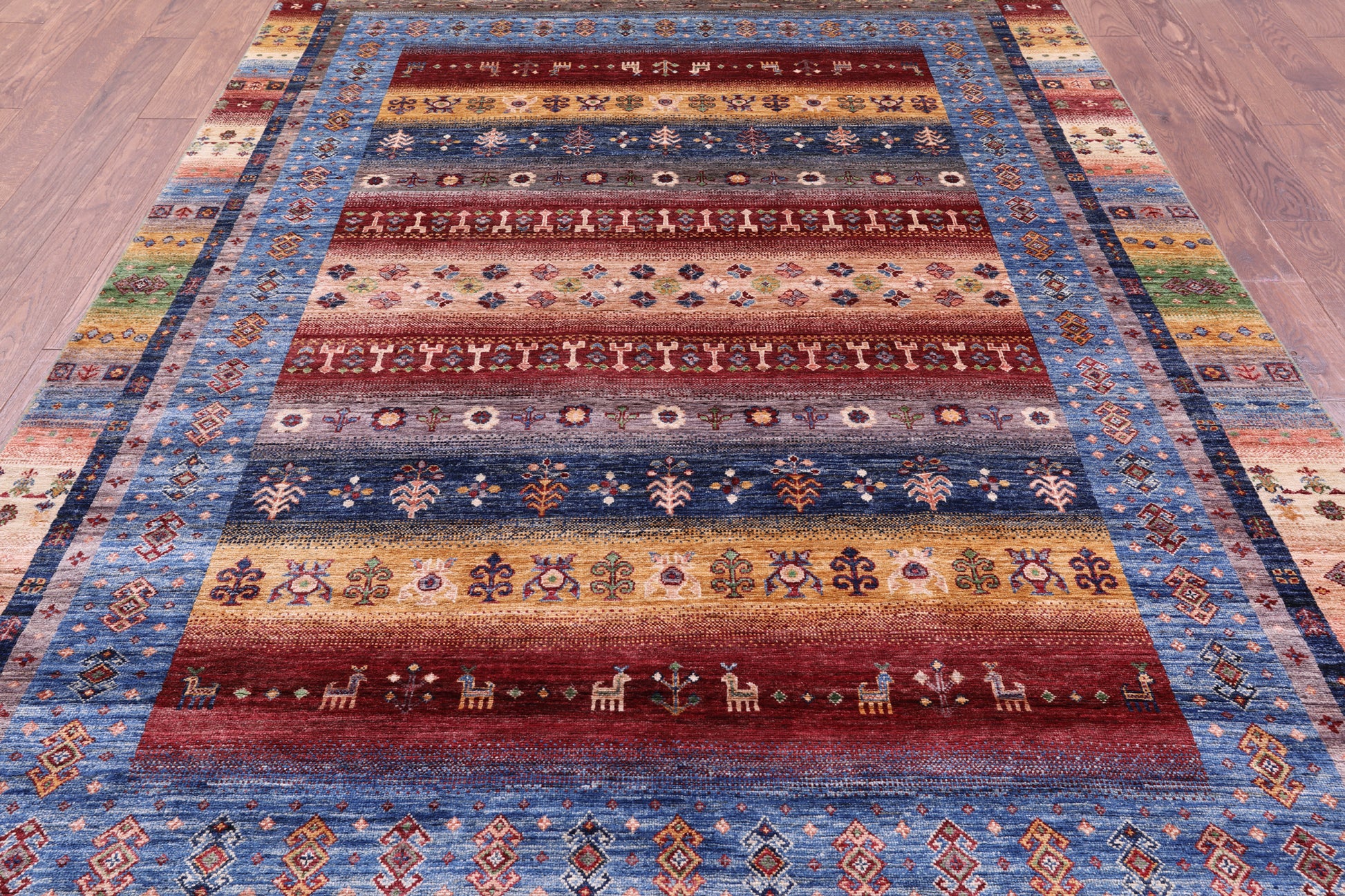Tribal Persian Gabbeh Hand Knotted Wool Rug - 6' 8" X 10' 2" - Golden Nile