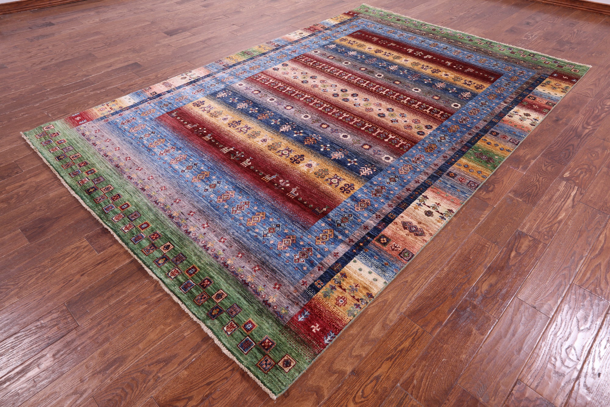 Tribal Persian Gabbeh Hand Knotted Wool Rug - 6' 8" X 10' 2" - Golden Nile