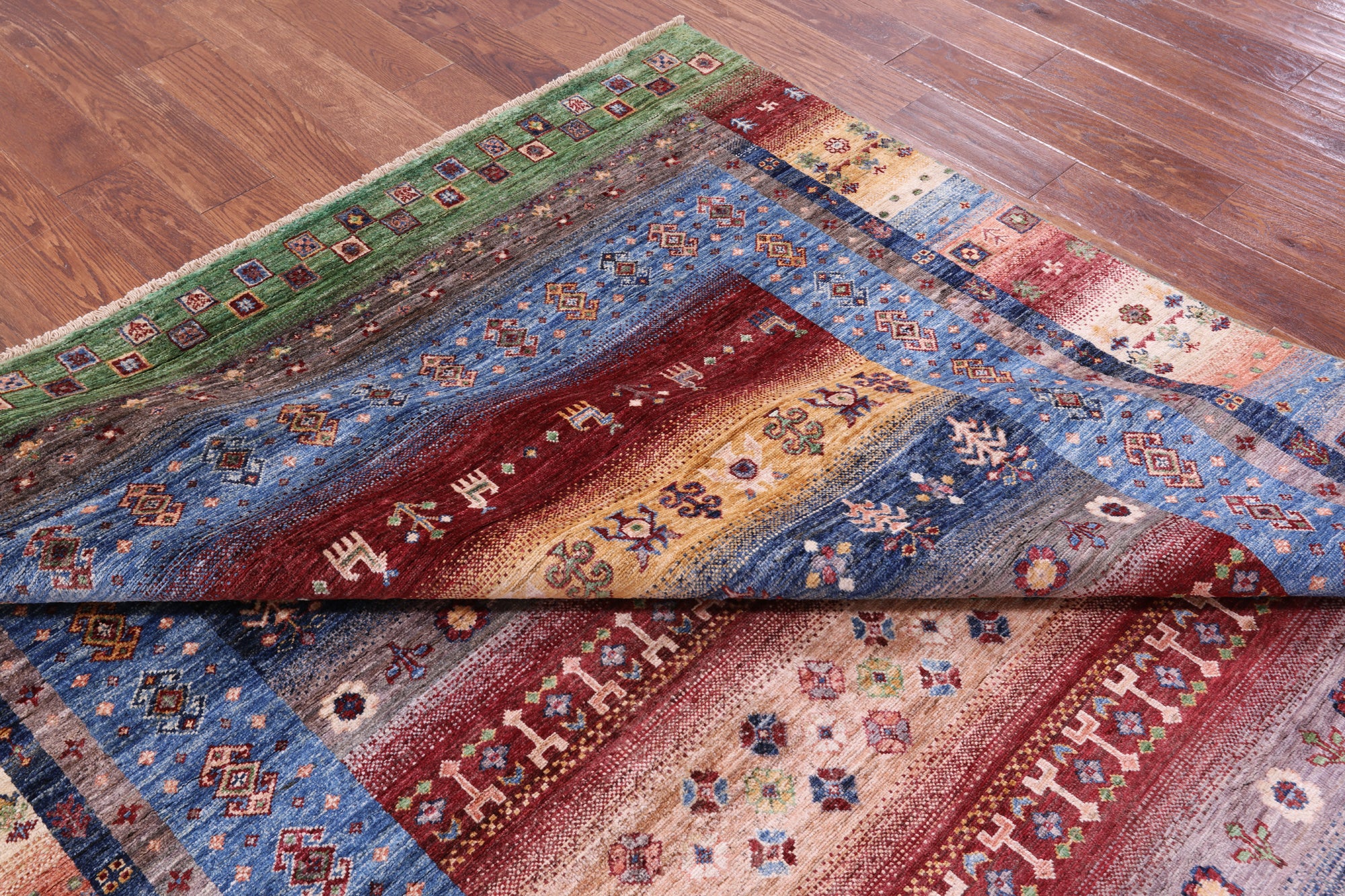 Tribal Persian Gabbeh Hand Knotted Wool Rug - 6' 8" X 10' 2" - Golden Nile