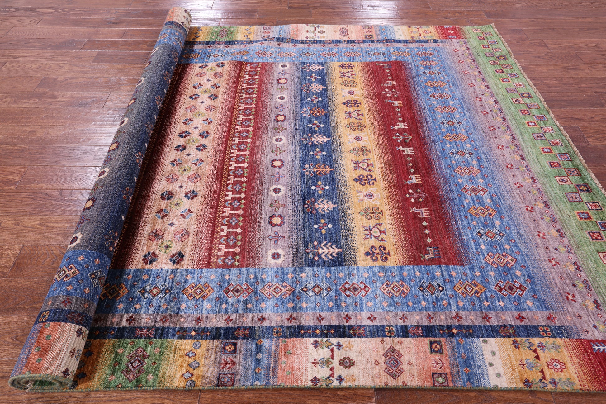 Tribal Persian Gabbeh Hand Knotted Wool Rug - 6' 8" X 10' 2" - Golden Nile