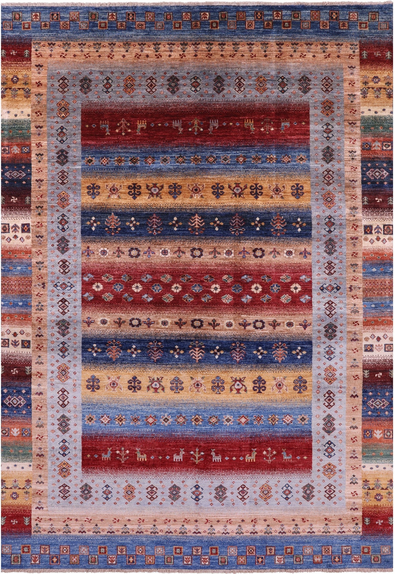 Tribal Persian Gabbeh Hand Knotted Wool Rug - 6' 0" X 8' 11" - Golden Nile