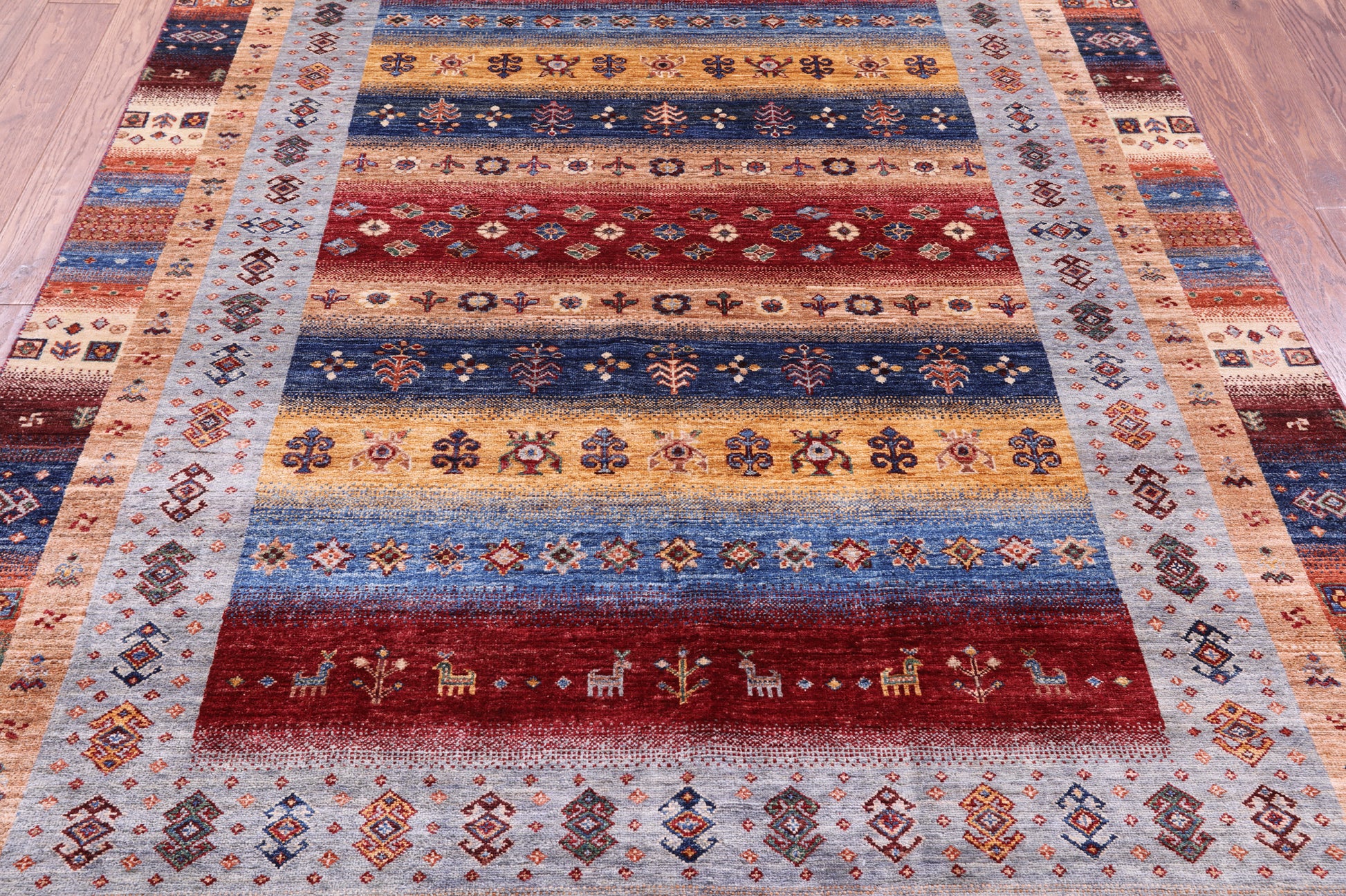 Tribal Persian Gabbeh Hand Knotted Wool Rug - 6' 0" X 8' 11" - Golden Nile