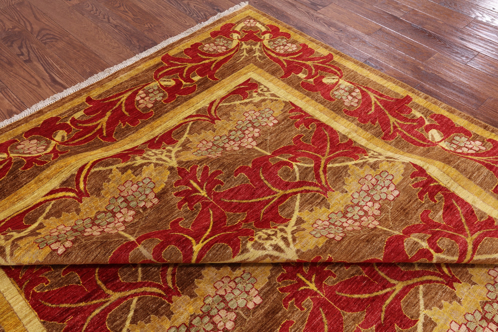 William Morris Hand Knotted Wool Area Rug - 8' 9" X 11' 7" - Golden Nile