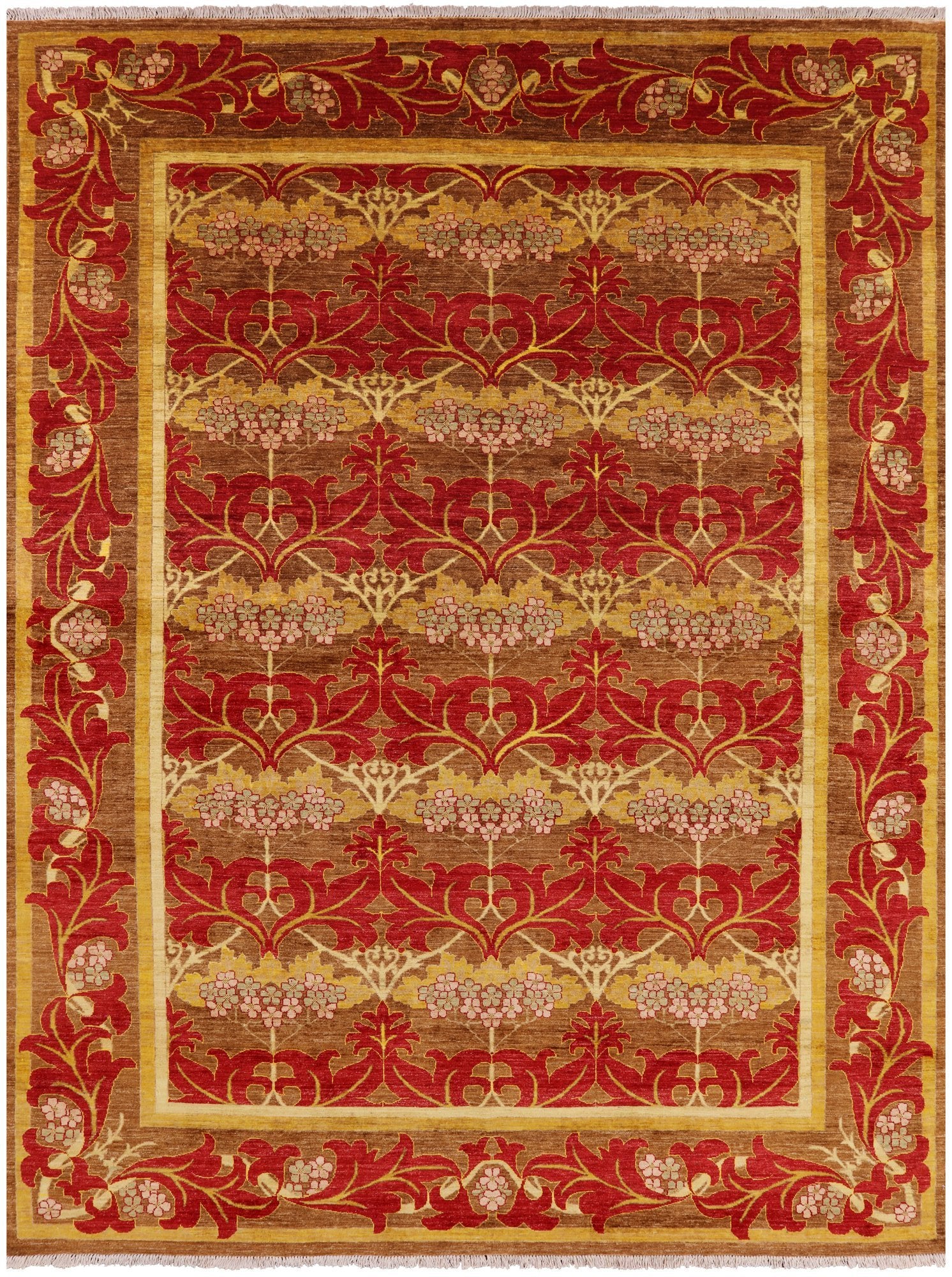 William Morris Hand Knotted Wool Area Rug - 8' 9" X 11' 7" - Golden Nile