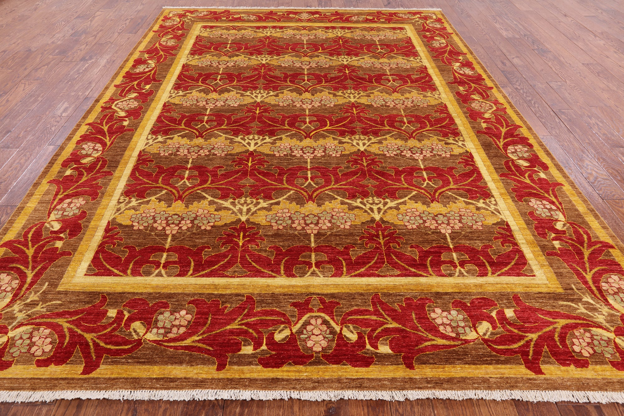 William Morris Hand Knotted Wool Area Rug - 8' 9" X 11' 7" - Golden Nile