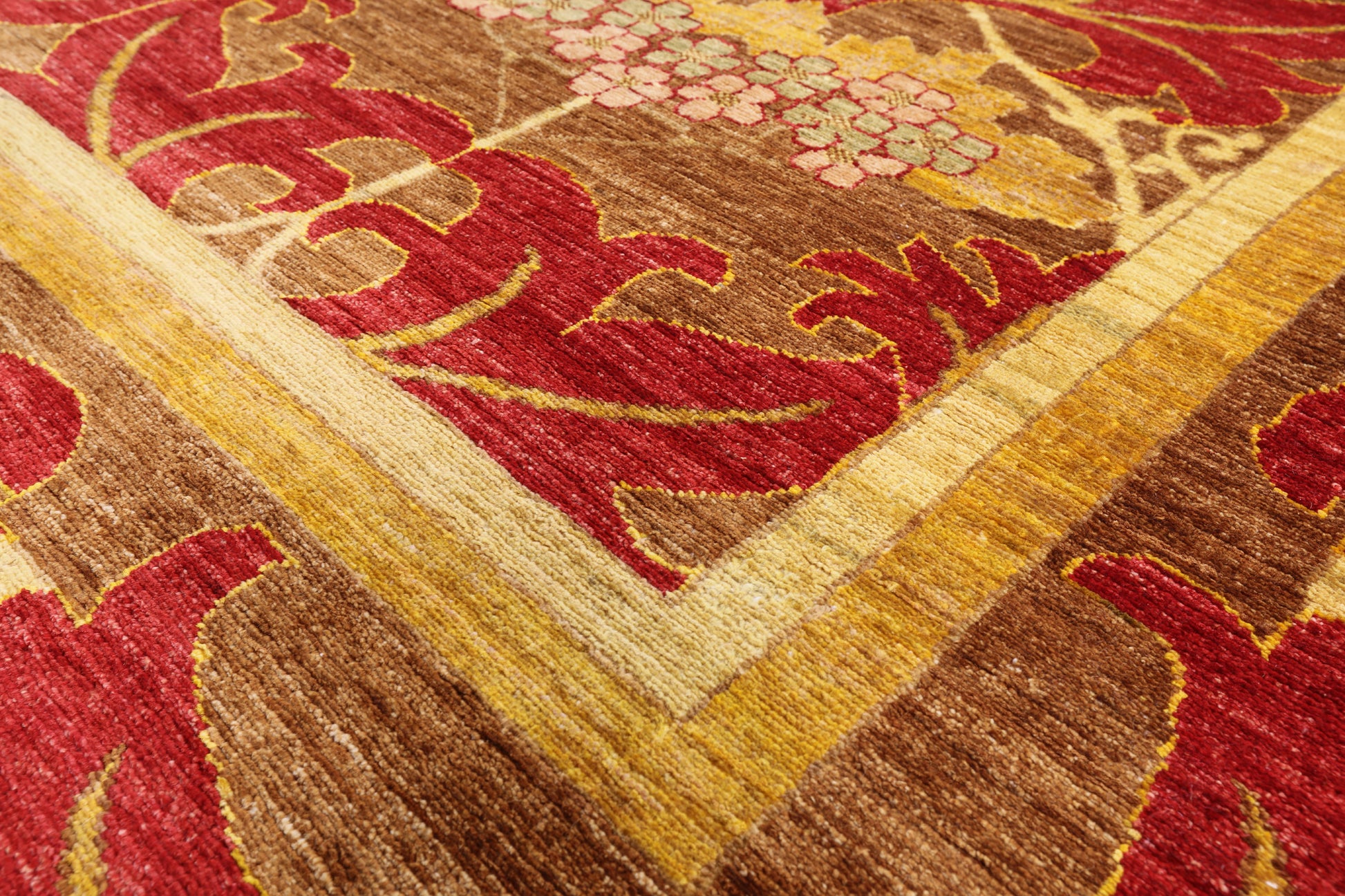 William Morris Hand Knotted Wool Area Rug - 8' 9" X 11' 7" - Golden Nile
