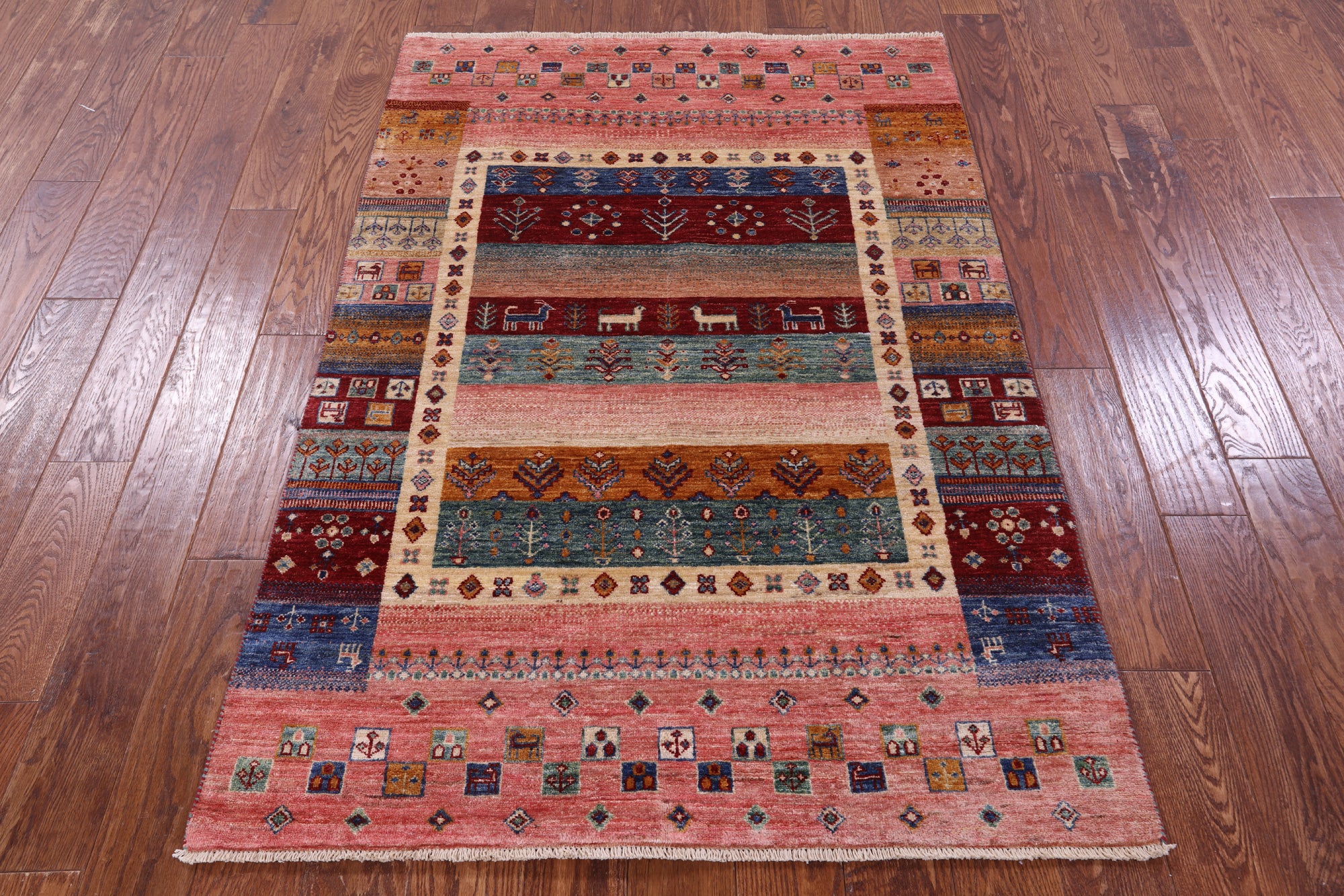 Tribal Persian Gabbeh Hand Knotted Wool Rug - 3' 10" X 5' 6" - Golden Nile
