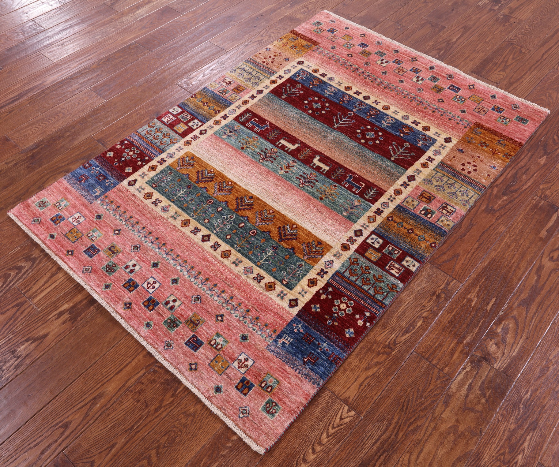 Tribal Persian Gabbeh Hand Knotted Wool Rug - 3' 10" X 5' 6" - Golden Nile