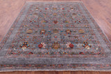 Grey Peshawar Hand Knotted Wool Rug - 8' 2" X 9' 11" - Golden Nile