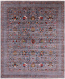 Grey Peshawar Hand Knotted Wool Rug - 8' 2" X 9' 11" - Golden Nile