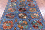 Blue Turkmen Ersari Handmade Wool Rug - 5' 7" X 8' 2" - Golden Nile