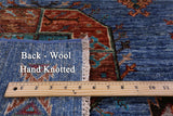 Blue Turkmen Ersari Handmade Wool Rug - 5' 7" X 8' 2" - Golden Nile