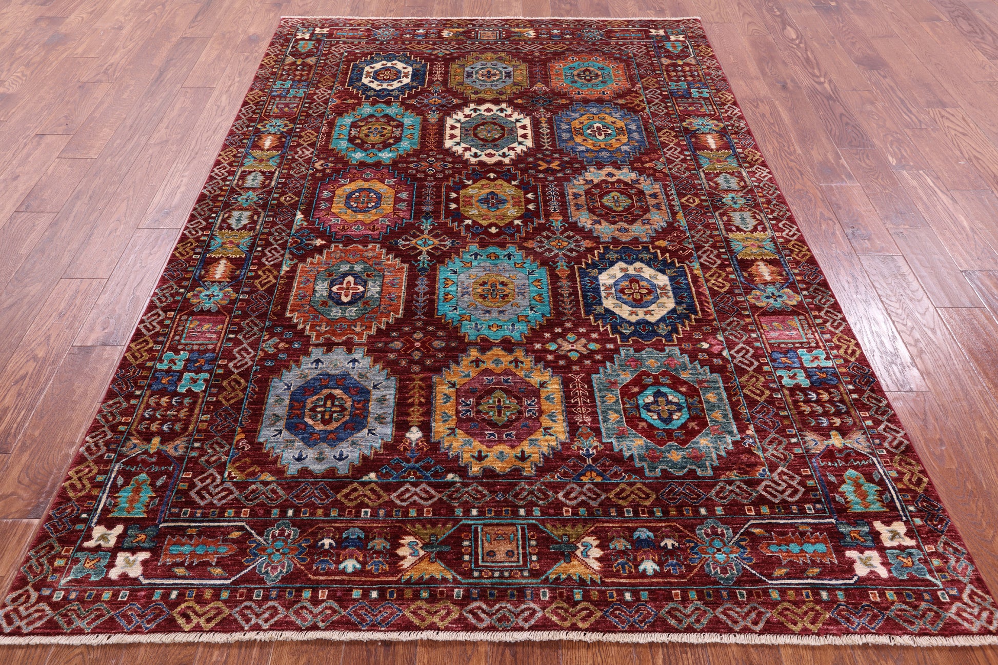Turkmen Ersari Hand Knotted Wool Rug - 5' 9" X 8' 5" - Golden Nile
