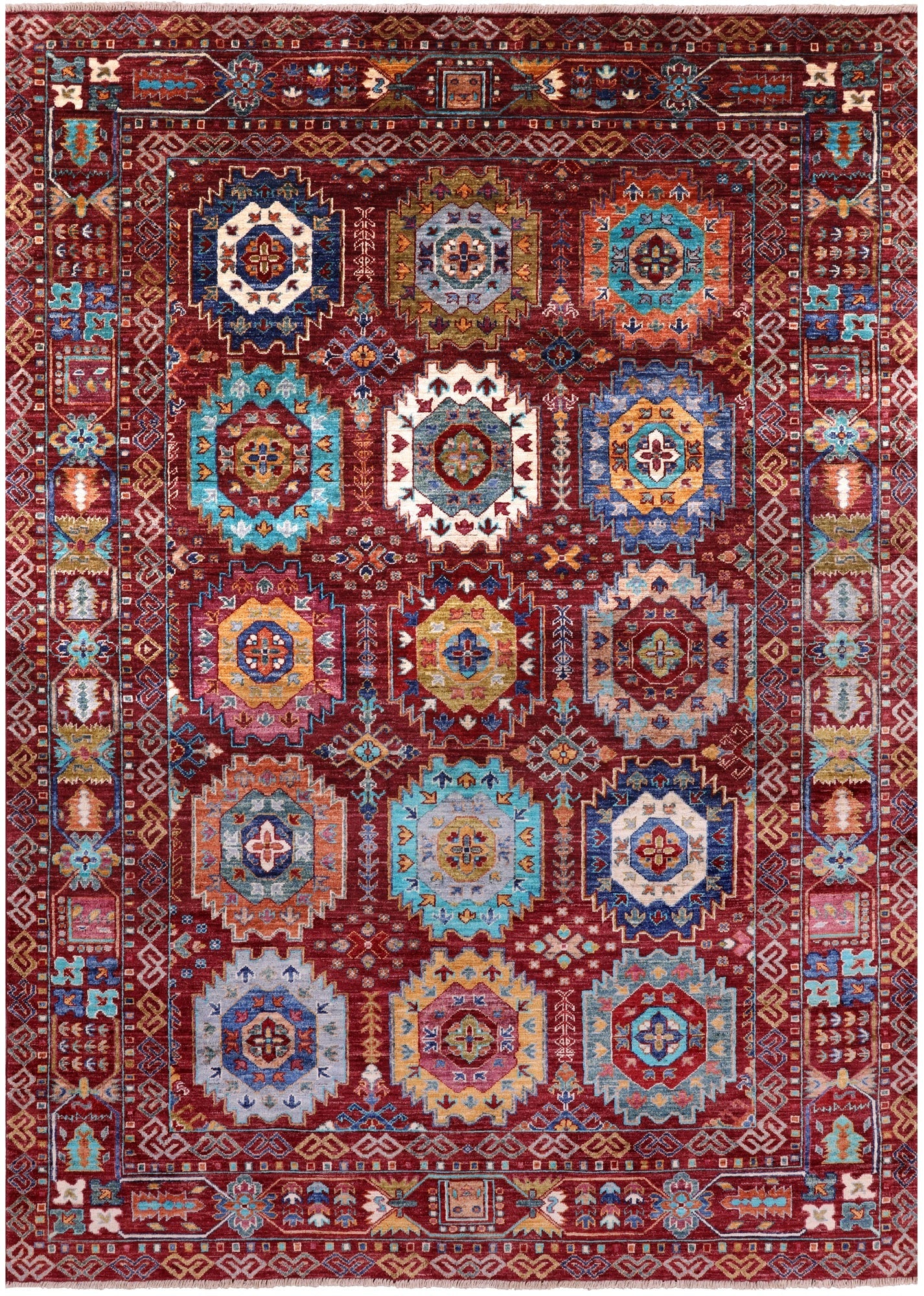 Turkmen Ersari Hand Knotted Wool Rug - 5' 9" X 8' 5" - Golden Nile