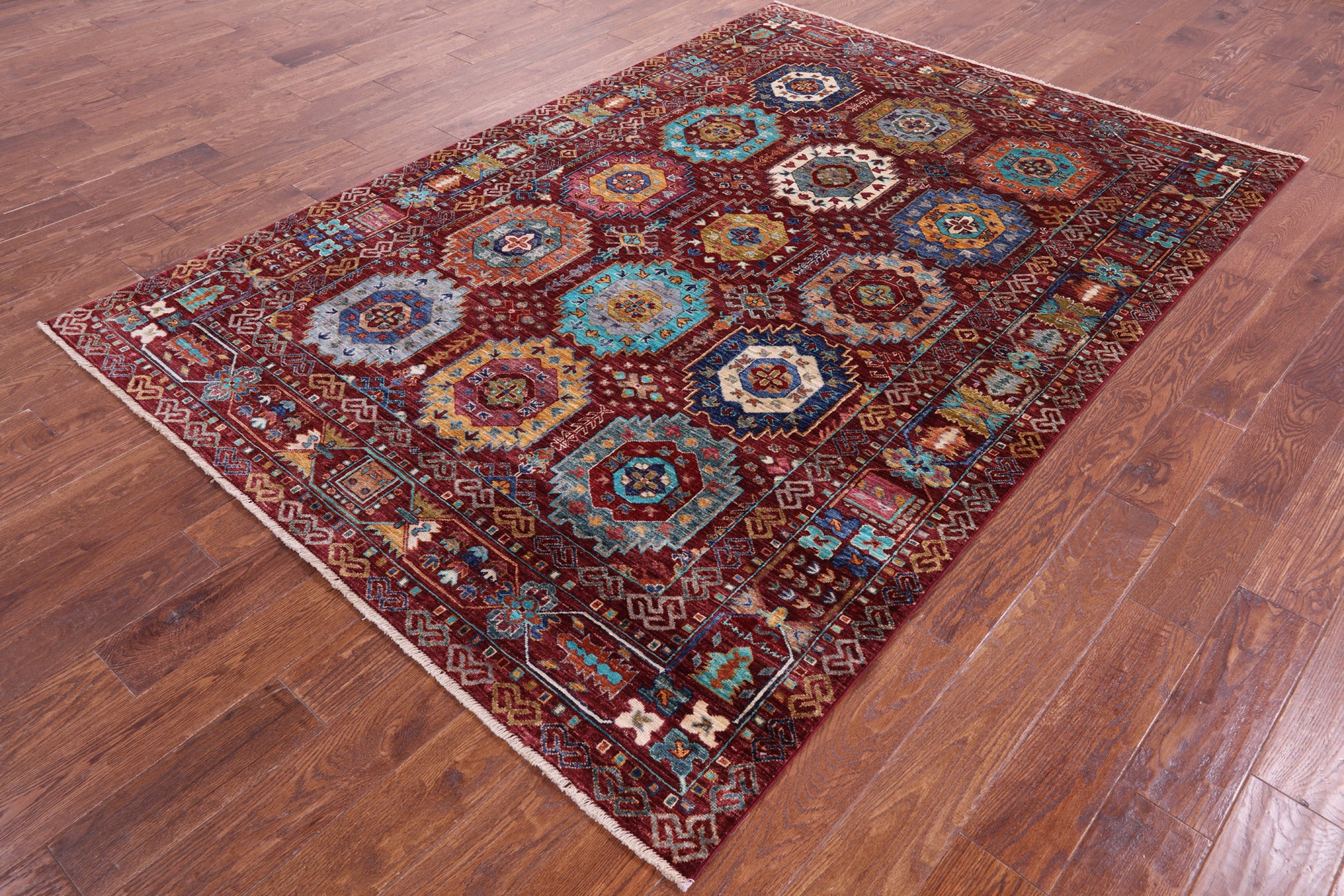 Turkmen Ersari Hand Knotted Wool Rug - 5' 9" X 8' 5" - Golden Nile