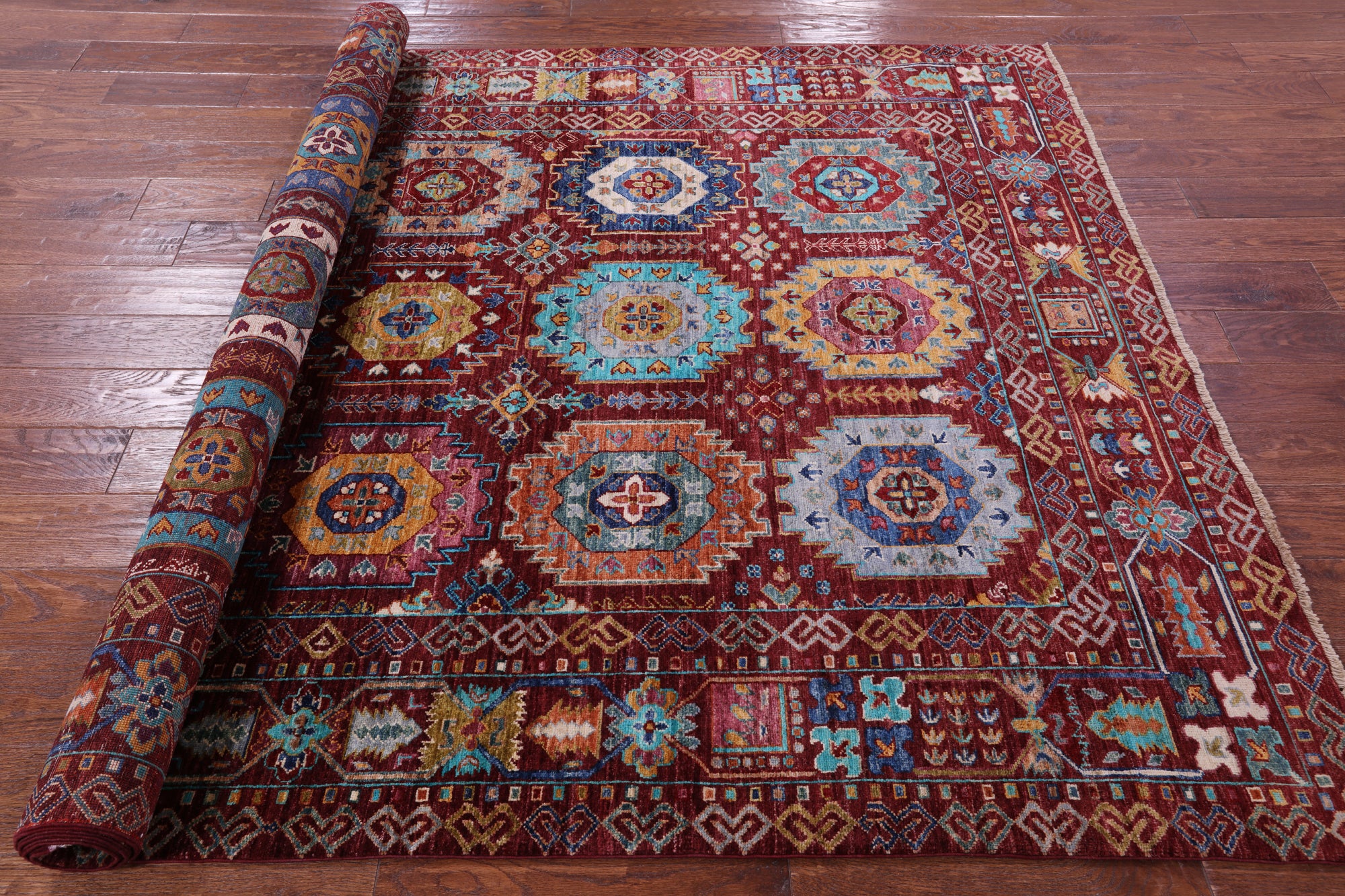 Turkmen Ersari Hand Knotted Wool Rug - 5' 9" X 8' 5" - Golden Nile