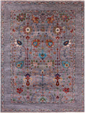 Grey Peshawar Hand Knotted Wool Rug - 5' 1" X 6' 9" - Golden Nile