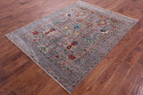 Grey Peshawar Hand Knotted Wool Rug - 5' 1" X 6' 9" - Golden Nile