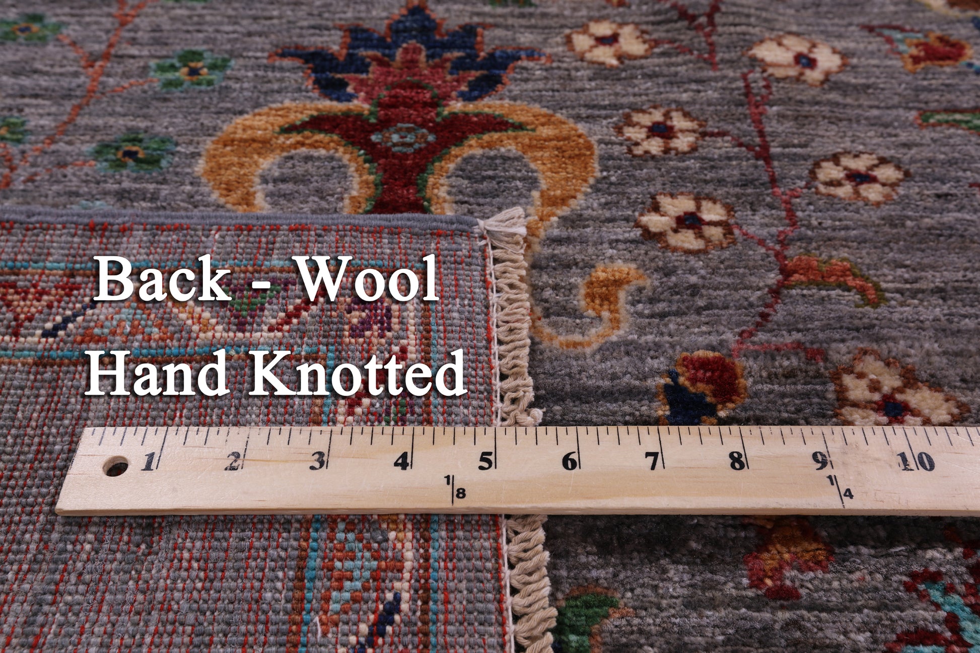 Grey Peshawar Hand Knotted Wool Rug - 5' 1" X 6' 9" - Golden Nile
