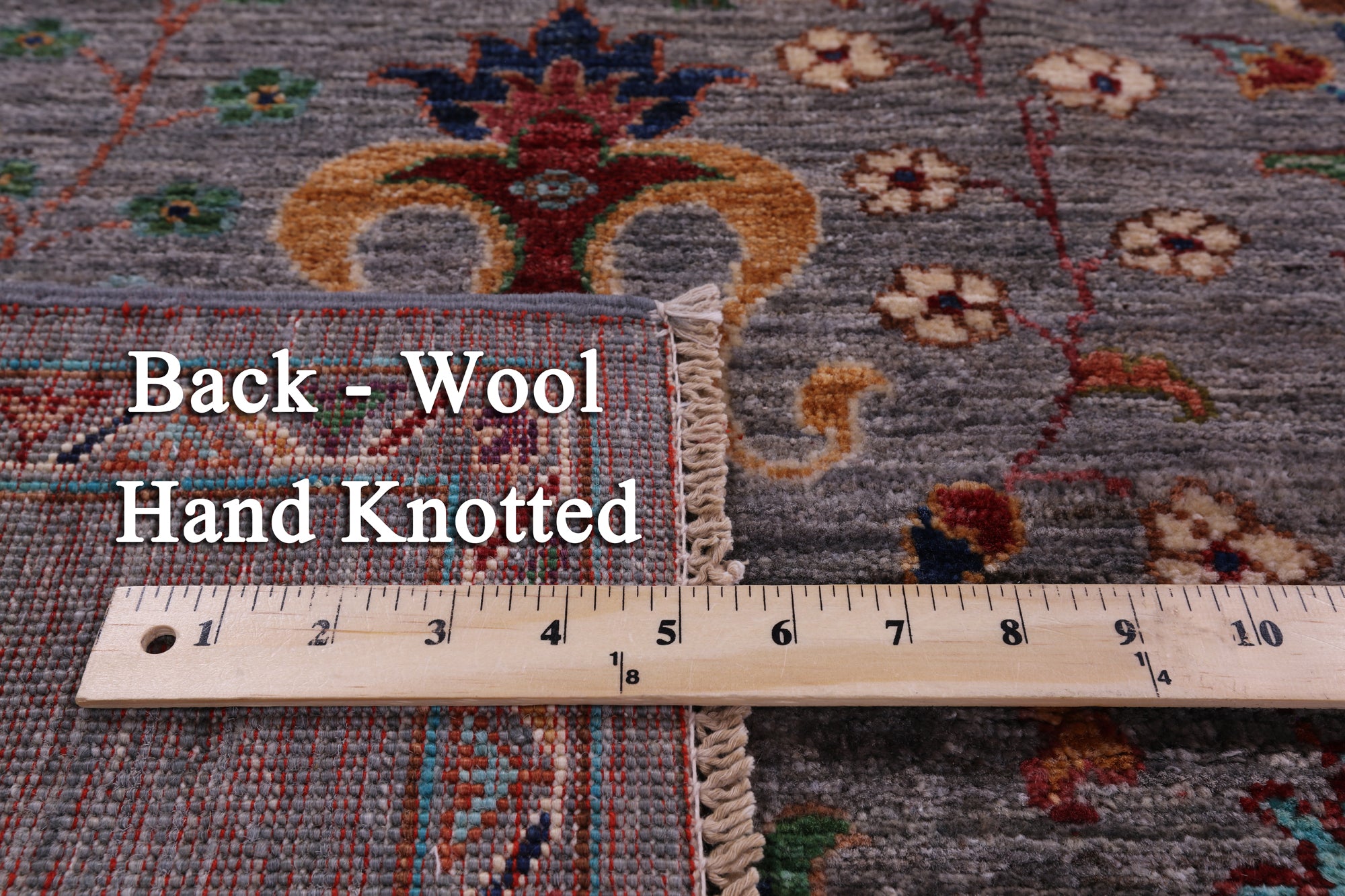 Grey Peshawar Hand Knotted Wool Rug - 5' 1" X 6' 9" - Golden Nile