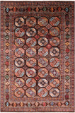 Brown Turkmen Ersari Handmade Wool Rug - 5' 8" X 8' 4" - Golden Nile