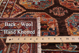 Brown Turkmen Ersari Handmade Wool Rug - 5' 8" X 8' 4" - Golden Nile