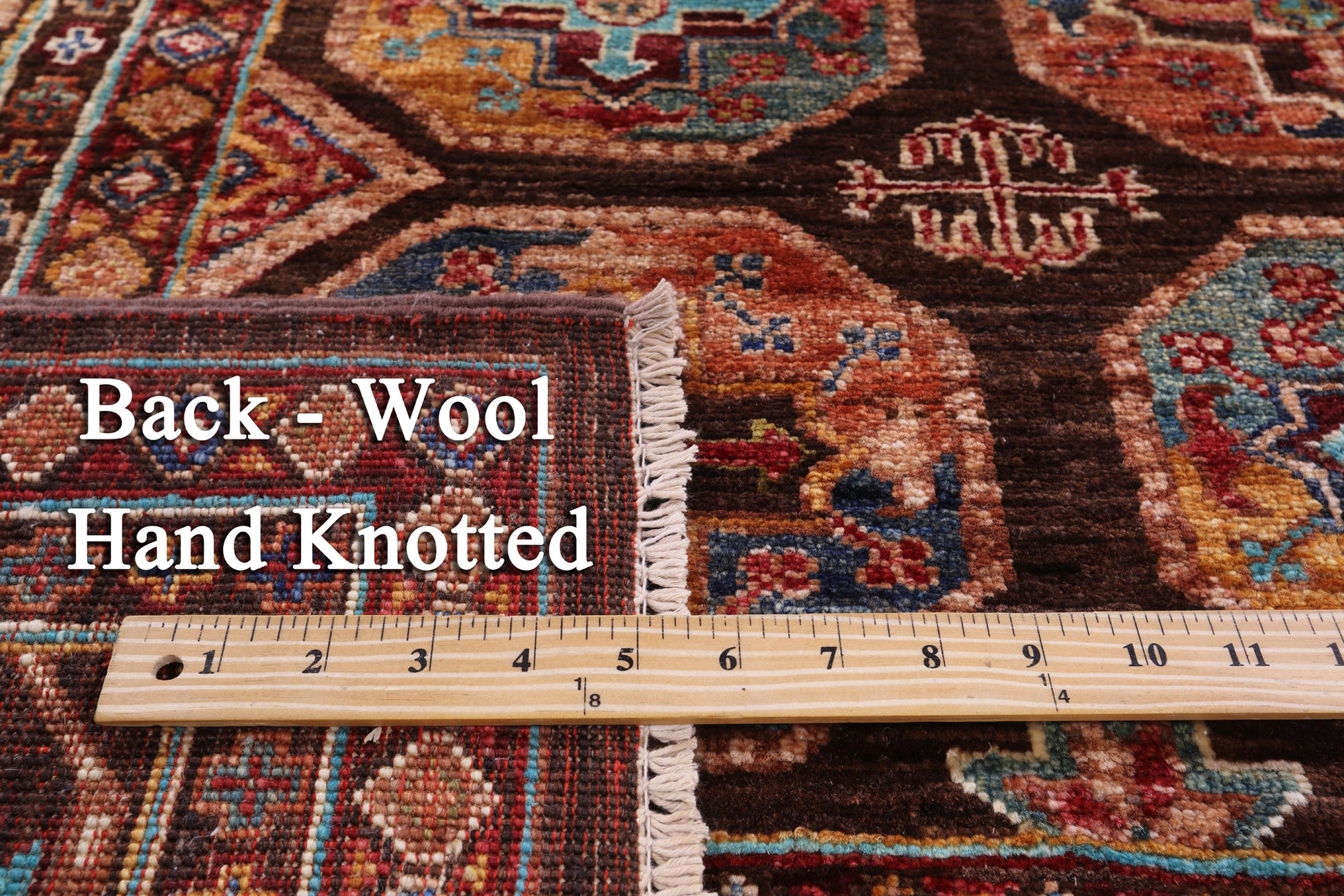 Brown Turkmen Ersari Handmade Wool Rug - 5' 8" X 8' 4" - Golden Nile