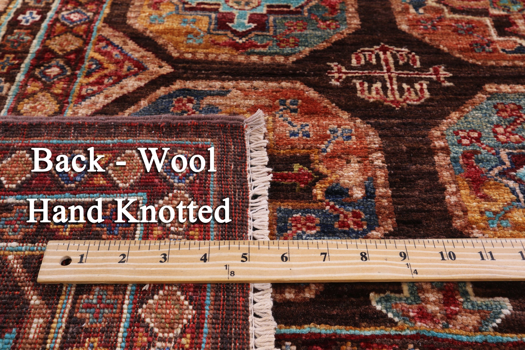 Brown Turkmen Ersari Handmade Wool Rug - 5' 8" X 8' 4" - Golden Nile