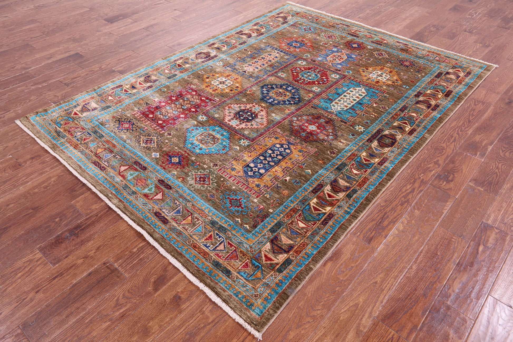 Turkmen Ersari Hand Knotted Wool Rug - 5' 9" X 7' 10" - Golden Nile