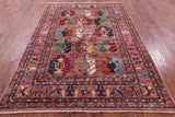 Pink Turkmen Ersari Hand Knotted Wool Rug - 5' 9" X 8' 1" - Golden Nile