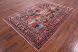 Pink Turkmen Ersari Hand Knotted Wool Rug - 5' 9" X 8' 1" - Golden Nile
