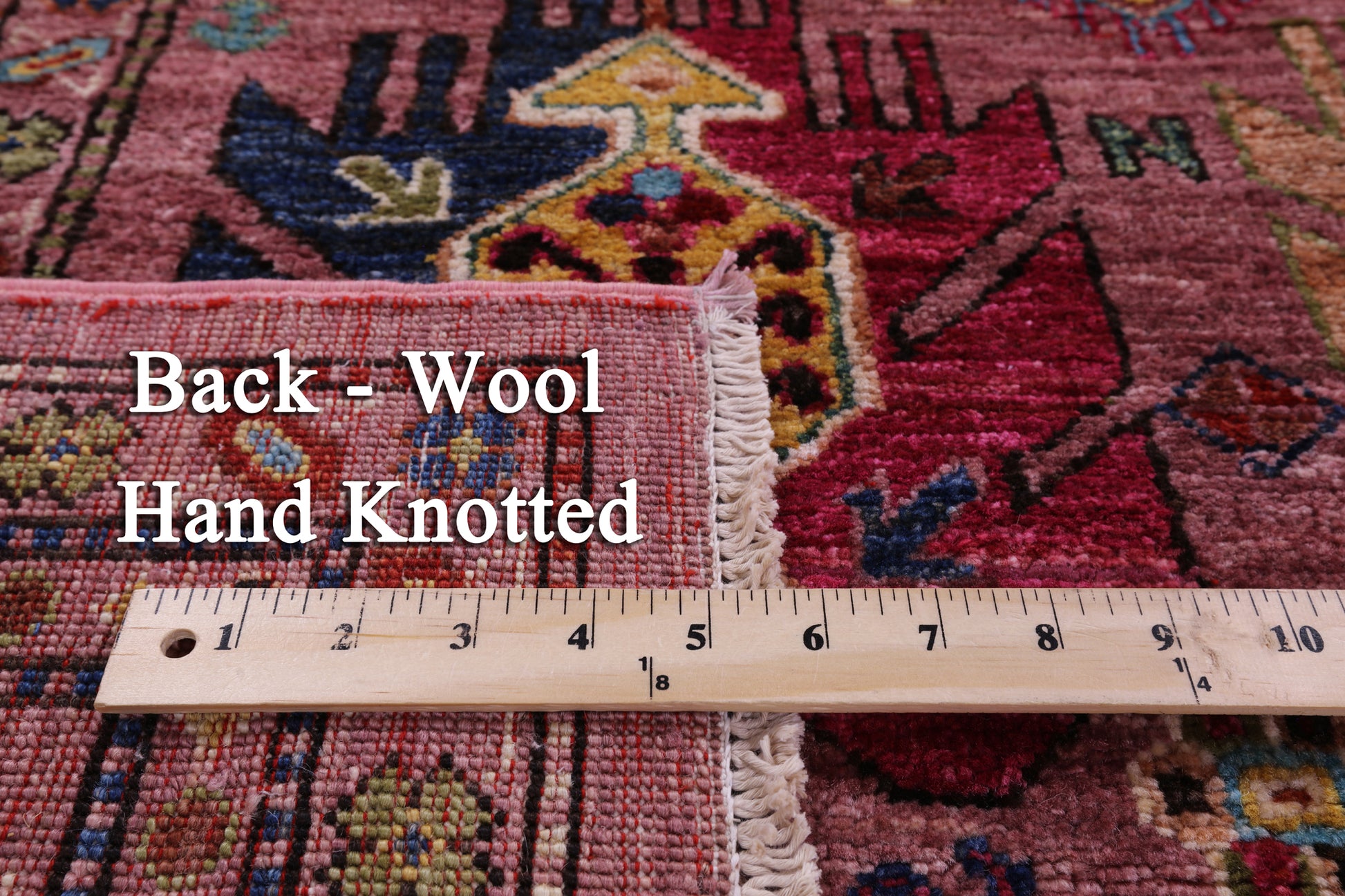 Pink Turkmen Ersari Hand Knotted Wool Rug - 5' 9" X 8' 1" - Golden Nile