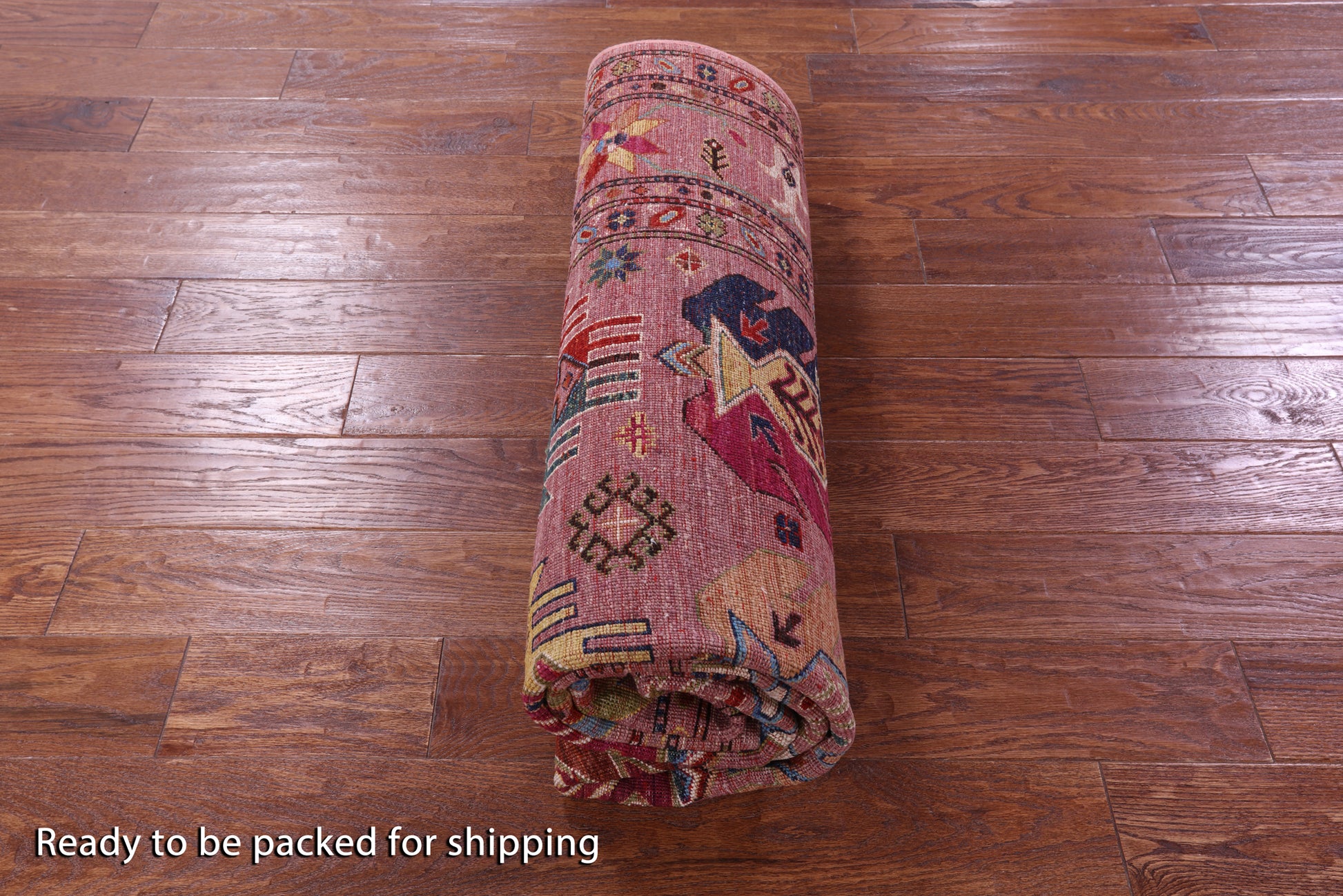 Pink Turkmen Ersari Hand Knotted Wool Rug - 5' 9" X 8' 1" - Golden Nile