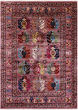 Pink Turkmen Ersari Hand Knotted Wool Rug - 5' 9" X 8' 1" - Golden Nile