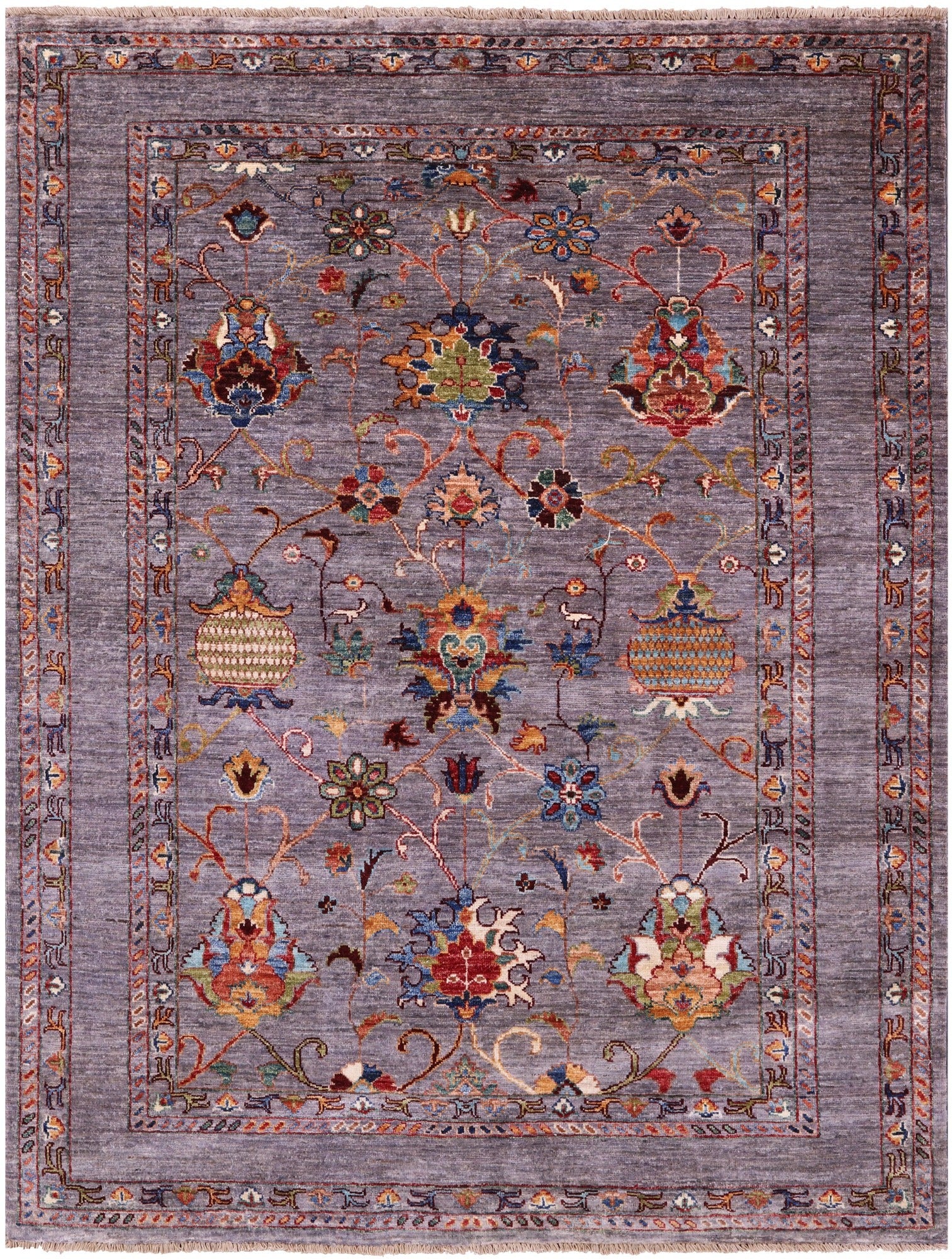 Peshawar Hand Knotted Wool Rug - 5' 0" X 6' 7" - Golden Nile