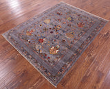 Peshawar Hand Knotted Wool Rug - 5' 0" X 6' 7" - Golden Nile