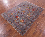 Peshawar Hand Knotted Wool Rug - 5' 0" X 6' 7" - Golden Nile