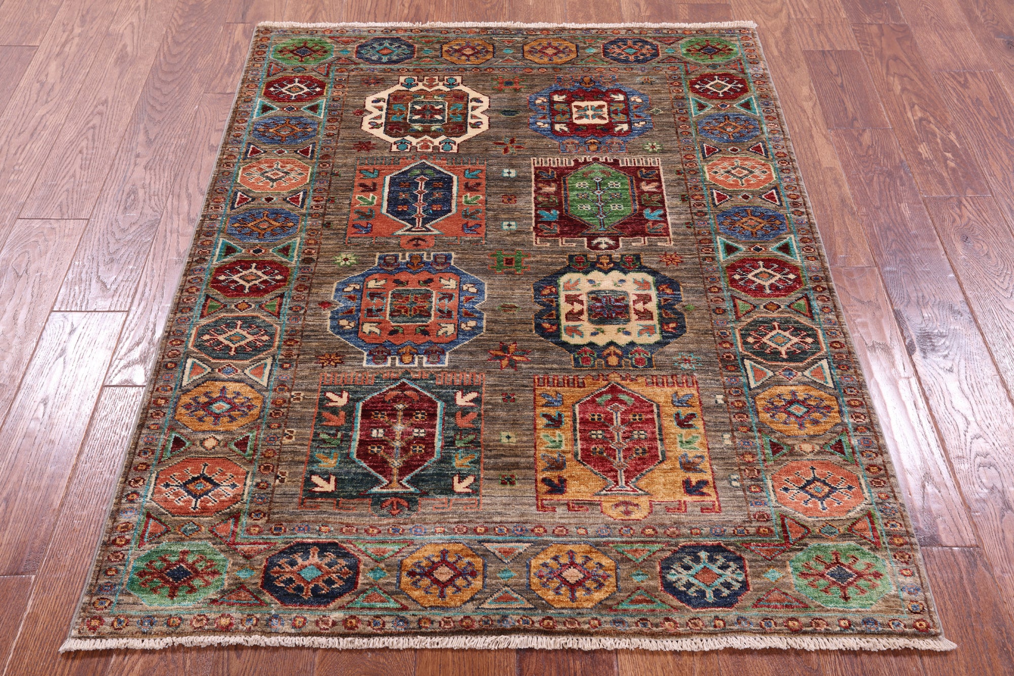 Turkmen Ersari Hand Knotted Wool Rug - 3' 8" X 4' 7" - Golden Nile