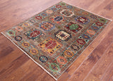 Turkmen Ersari Hand Knotted Wool Rug - 3' 8" X 4' 7" - Golden Nile