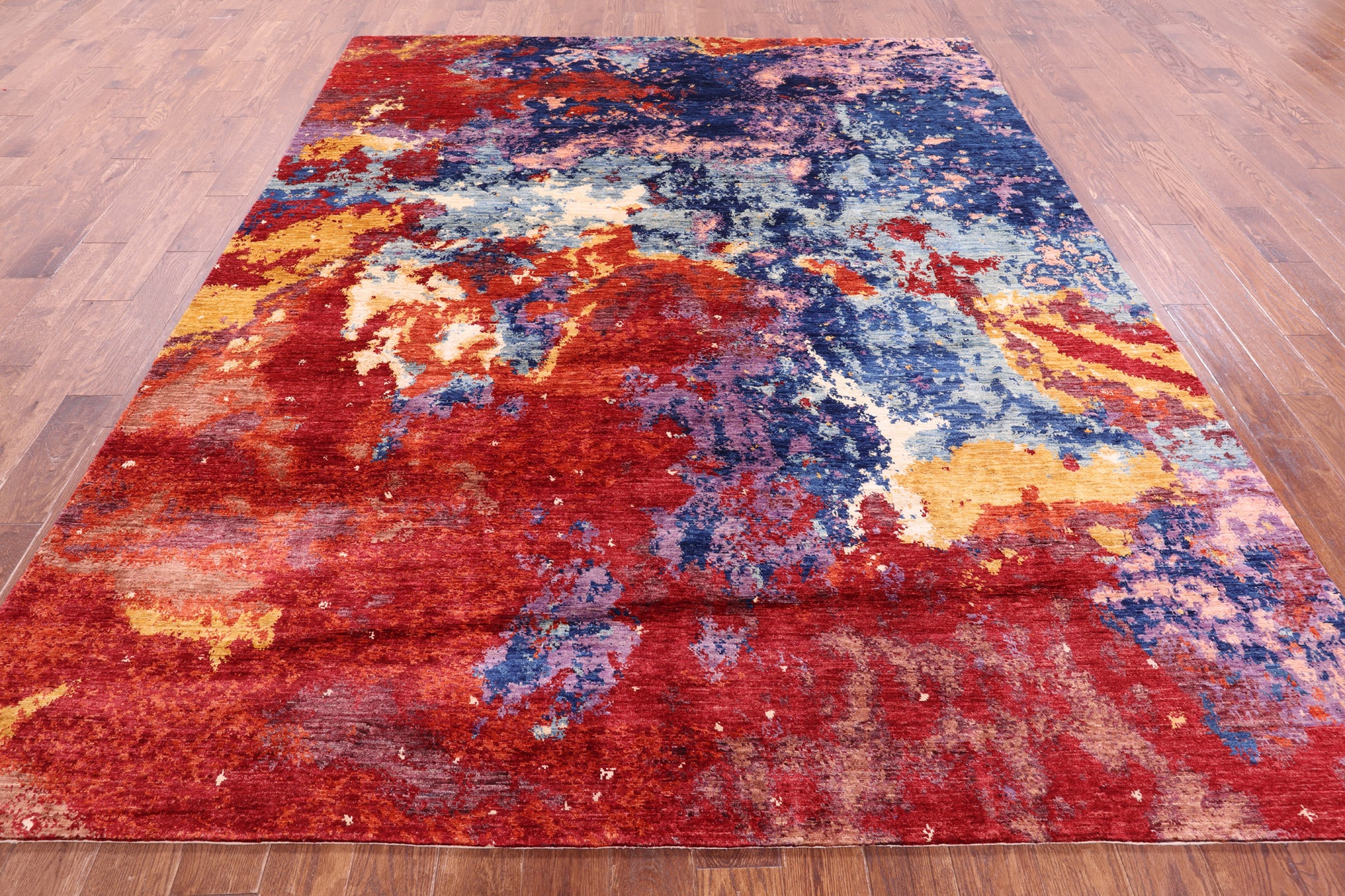 Abstract Contemporary Hand Knotted Wool Rug - 8' 2" X 9' 8" - Golden Nile