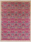Ivory William Morris Hand Knotted Wool Area Rug - 9' 0" X 11' 9" - Golden Nile