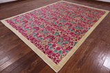 Ivory William Morris Hand Knotted Wool Area Rug - 9' 0" X 11' 9" - Golden Nile